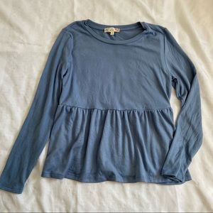 Macy’s pink republic cornflower blue peplum top. Large